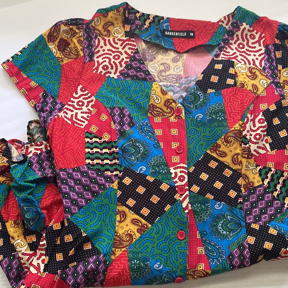 Dangerfield X Modcloth Patchwork Button Front Vis… - image 8
